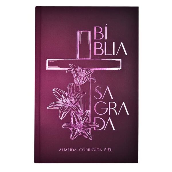 Bíblia ACF, Soft touch, Capa dura, Cruz floral, Leitura Perfeita